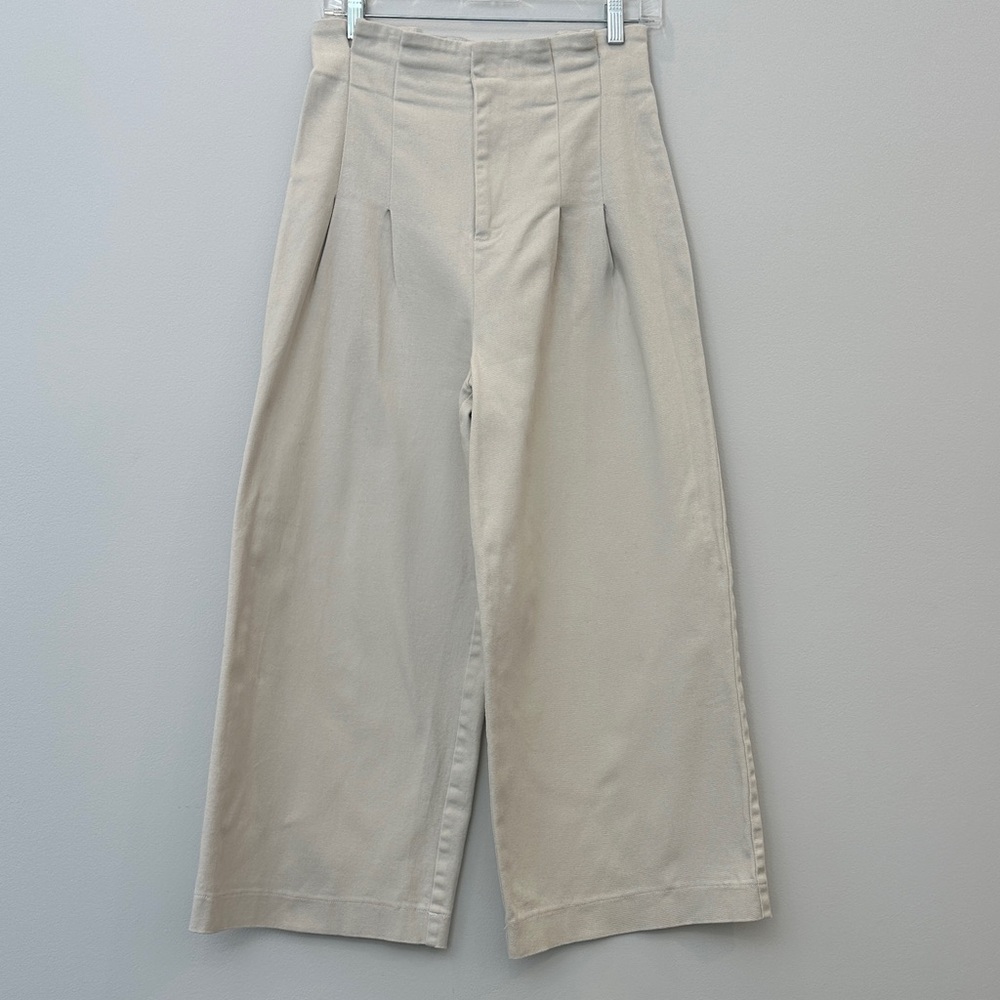 Wide-Leg Beige Trousers